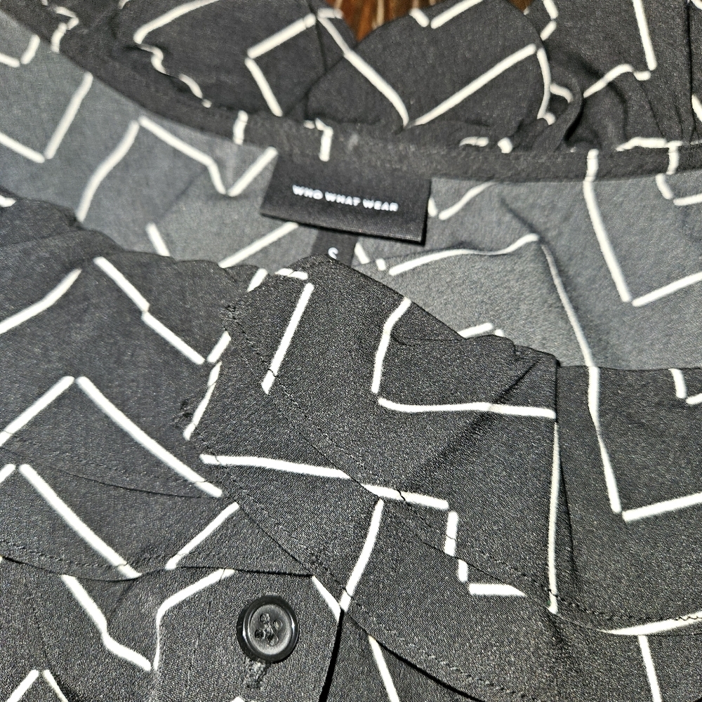 Who What Wear Black Geometric Print Dress Size S